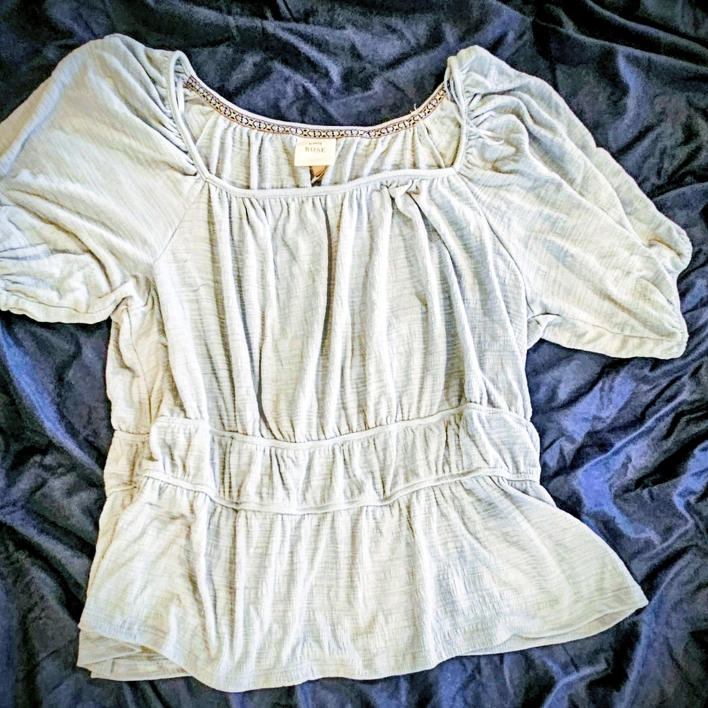Knox Rose Cream Blouse with Embellished Neckline